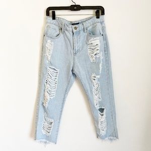 Forever 21 Cropped Denim Cutoff Jeans